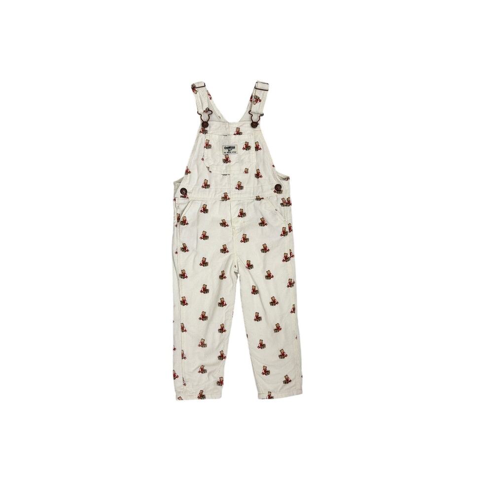 OshKosh B'Gosh One Piece 3T Cream Baby Bear Corduroy Overalls